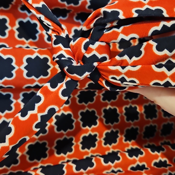 Donna Morgan Size 10 Collar Button Tie Waist Geometric Dress Final Price - Picture 6 of 9